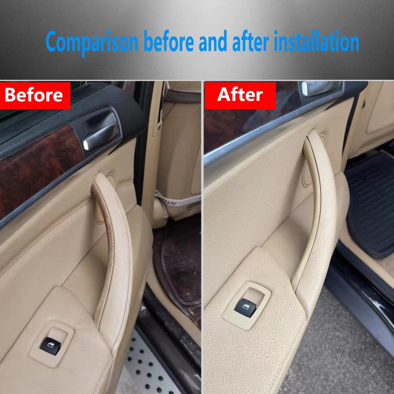 GEATaaT Door Pull Handle Cover Compatible with BMW X5 Series E70/E70 LCI 2008-2013,BMW X6 Series E71/E72 2008-2014 (3PCS) (Beige) - Image 3